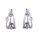 Fashion Trendy Chic Crystal Rhinestone Stylish Sparkle Hoop Earrings Silver