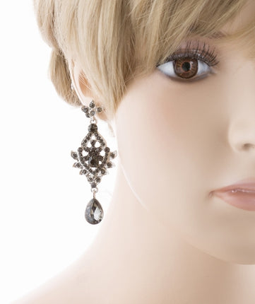 Bridal Wedding Jewelry Crystal Rhinestone Grand Flower Petals Earrings E734 BK - Accessoriesforever
