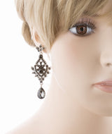 Bridal Wedding Jewelry Crystal Rhinestone Grand Flower Petals Earrings E734 BK