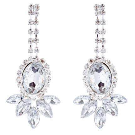 Bridal Wedding Jewelry Set Crystal Rhinestone Luxurious Dazzle Necklace Silver - Accessoriesforever