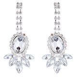 Bridal Wedding Jewelry Set Crystal Rhinestone Luxurious Dazzle Necklace Silver