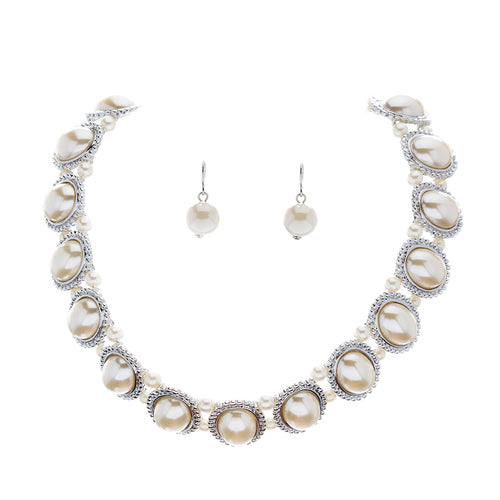 Bridal Wedding Jewelry Set Pearls Choker Creme