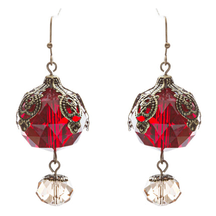 Contemporary Fashion Stunning Linear Glass Beads Dangle Earrings E840 Red