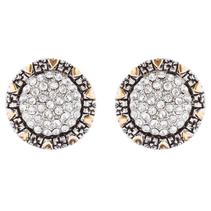 Sophisticated Classic Gorgeous Two-Tone Crystal Rhinestone Earrings E991 GDSV