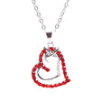 Valentines Jewelry Crystal Rhinestone Sparkling Hearts Necklace N92 Red