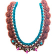 Gorgeous Style Crystal Formica Knitted Design Statement Jewelry Necklace Brown