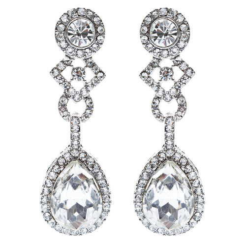 Bridal Wedding Jewelry Elegant Classic Teardrop Dangle Fashion Earrings Silver