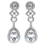 Bridal Wedding Jewelry Elegant Classic Teardrop Dangle Fashion Earrings Silver