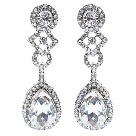 Bridal Wedding Jewelry Elegant Classic Teardrop Dangle Fashion Earrings Silver
