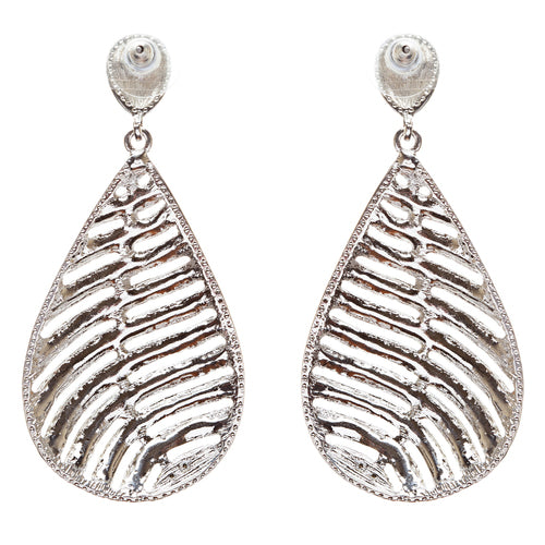 Modern Fashion Crystal Rhinestone Stunning Leaf Design Dangle Earrings E729 SLVR - Accessoriesforever
