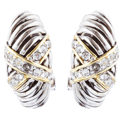 Sophisticated Classic Gorgeous Two-Tone Crystal Rhinestone Earrings E998 GDSV