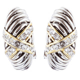 Sophisticated Classic Gorgeous Two-Tone Crystal Rhinestone Earrings E998 GDSV