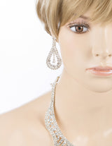 Bridal Wedding Jewelry Set Crystal Rhinestones Wavy Curl Bib Necklace Silver