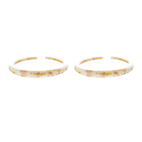 Fashion Stylish Chic Abstract Design Hoop Drop Earrings Creme Beige