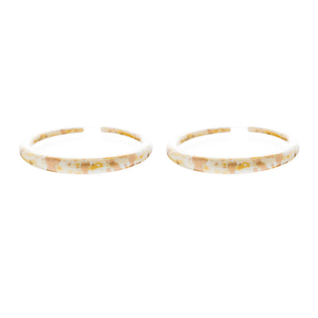 Fashion Stylish Chic Abstract Design Hoop Drop Earrings Creme Beige