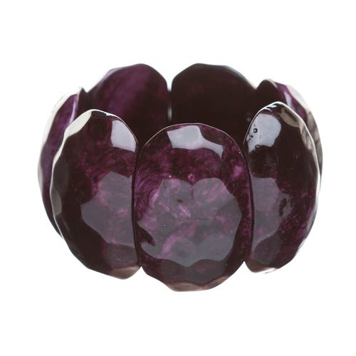 Simple Stylish Trendy Chic Wood Stretch Wide Fashion Bracelet Purple