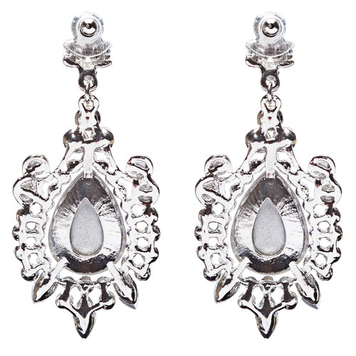 Beautiful Stunning Glamorous Crystal Rhinestone Teardrop Dangle Earrings Silver - Accessoriesforever
