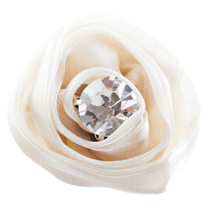 Organdy Fabric Floral Rose Adjustable 1 Ring Creme - Accessoriesforever