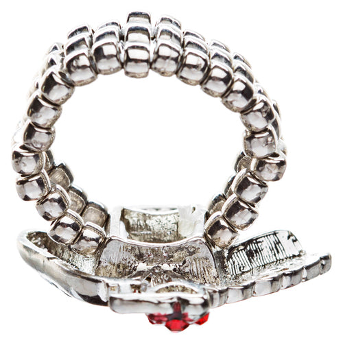 Sport Jewelry I Love Soccer Crystal Rhinestone Fashion Stretch Ring Silver - Accessoriesforever