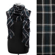 Plaid Design Fringed Rectangular Scarf Black