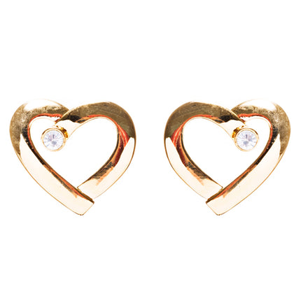 Valentines Jewelry Crystal Rhinestone Chic Open Heart Earrings E927 Gold