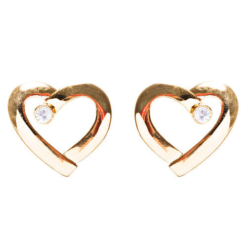 Valentines Jewelry Crystal Rhinestone Chic Open Heart Earrings E927 Gold