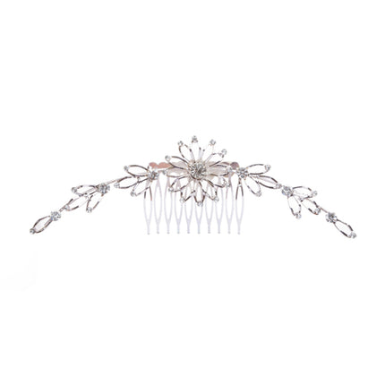 Bridal Wedding Jewelry Crystal Rhinestone Mesh Linear Floral Drape Hair Comb Pin - Accessoriesforever