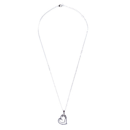 Valentines Jewelry Crystal Rhinestone Sparkling Hearts Necklace N92 Silver - Accessoriesforever