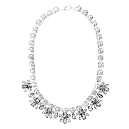 Stunning Sparkle Crystal Bold Design Fashion Statement Necklace Set JN181Gray - Accessoriesforever