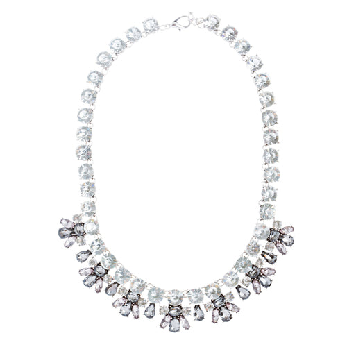 Stunning Sparkle Crystal Bold Design Fashion Statement Necklace Set JN181Gray - Accessoriesforever