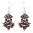 925 Sterling Silver Gemstones Natural Red Garnet Dangle Earrings FJSE2181