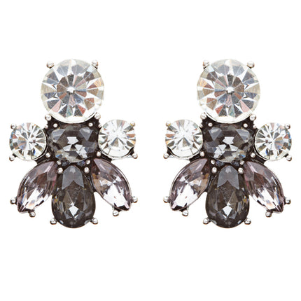 Stunning Sparkle Crystal Bold Design Fashion Statement Necklace Set JN181Gray - Accessoriesforever