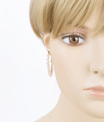 Crystal Wired Handmade Beautiful Fashion Dangle Hoop Earrings Gold Pink - Accessoriesforever