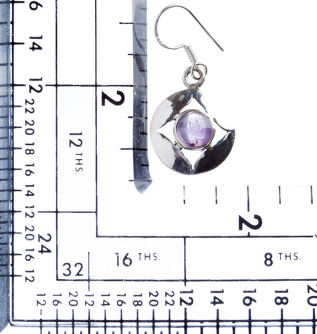 925 Sterling Silver Natural Gemstones Amethyst Dangle Earrings FJSVE2153