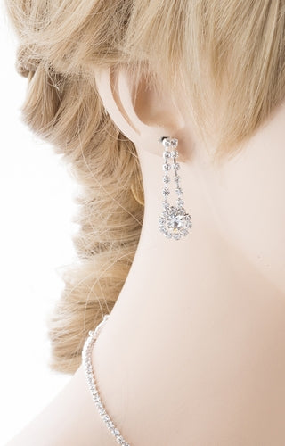 Bridal Wedding Jewelry Crystal Rhinestone Stunning Shine Necklace Set J679 SV