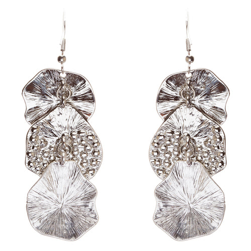Natural Circle Trio Drop Crystal Fashion Earring Silver - Accessoriesforever