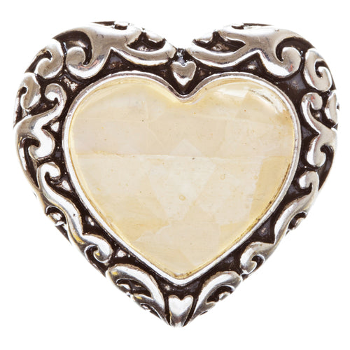 Antique Swirl Edge Mother of Pearl Stretch Ring White