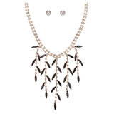 Bridal Wedding Jewelry Crystal Rhinestone Alluring Leaflet Necklace J518 Black