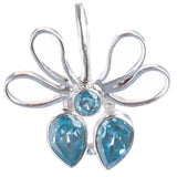 925 Sterling Silver Natural Gemstones Blue Topaz Pendant FJSVP2104
