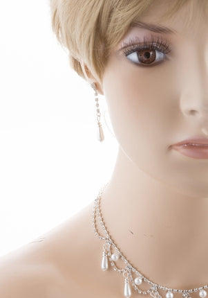 Bridal Wedding Jewelry Set Crystal Rhinestone Pearl DG - Accessoriesforever