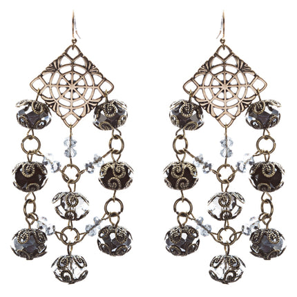 Bold Fashion Extraordinary Beaded Charms Design Dangle Earrings E853 Black