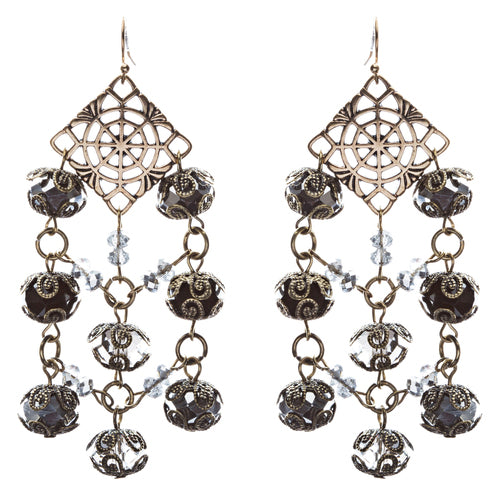 Bold Fashion Extraordinary Beaded Charms Design Dangle Earrings E853 Black