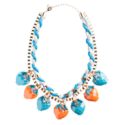 Modern Fashion Crystal Rhinestone Vibrant Heart Shape Necklace Set N75 Blue