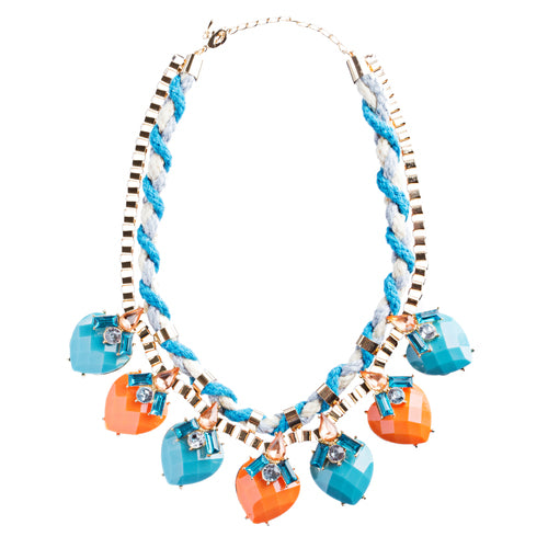 Modern Fashion Crystal Rhinestone Vibrant Heart Shape Necklace Set N75 Blue
