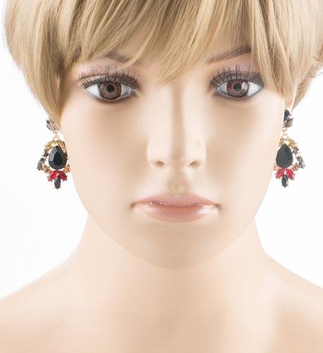 Modern Fashion Crystal Rhinestone Stylish Dangle Earrings E707 Black - Accessoriesforever