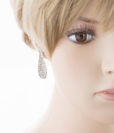 Bridal Wedding Jewelry Rhinestones Wave Earrings Silver - Accessoriesforever