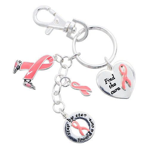 Pink Ribbon Breast Cancer Awareness Jewelry Walking Shoes Charms Key Chain