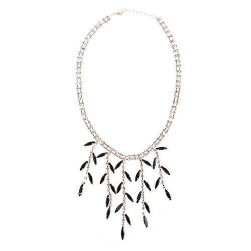Bridal Wedding Jewelry Crystal Rhinestone Alluring Leaflet Necklace J518 Black