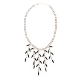 Bridal Wedding Jewelry Crystal Rhinestone Alluring Leaflet Necklace J518 Black