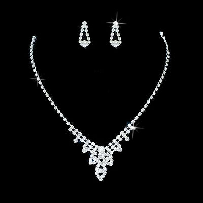 Bridal Jewelry Set Austrian Crystal Rhinestone White DM